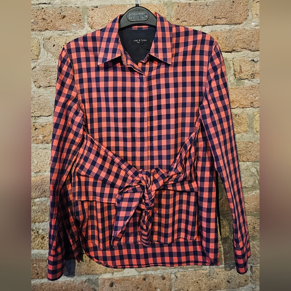 rag & bone Plaid Blouse in Red and Black